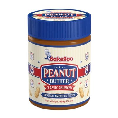 Bakeroo Crunchy Peanut Butter 454g | High Protein Spread Made with Roasted Peanuts | American Recipe | Rich Source of Energy & Fiber | Ideal for Breakfast, Shakes & Smoothies