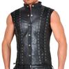 Black,XL,Men's PU Leather Sexy Casual Single-Breasted Cardigan Skinny Leather Vest DS Nightclub Stage Costume view 2