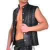 Black,XL,Men's PU Leather Sexy Casual Single-Breasted Cardigan Skinny Leather Vest DS Nightclub Stage Costume view 3