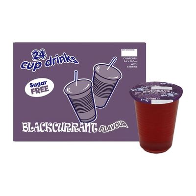 Sugar Free Big Time Flavoured Cup Drinks 24 x 200ml, Assorted Fruit Flavours, Kids Juice Cups with Paper Straws, School Lunch & Picnic Drinks, Ready to Drink (Blackcurrant)