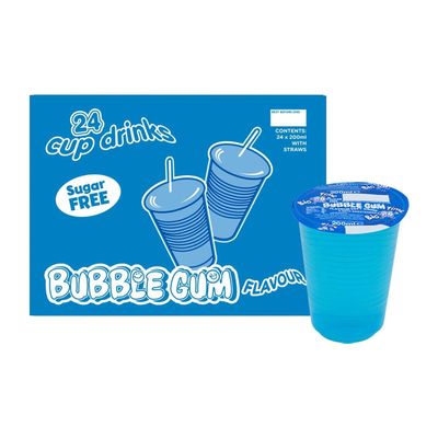 Sugar Free Big Time Flavoured Cup Drinks 24 x 200ml, Assorted Fruit Flavours, Kids Juice Cups with Paper Straws, School Lunch & Picnic Drinks, Ready to Drink (Bubblegum)