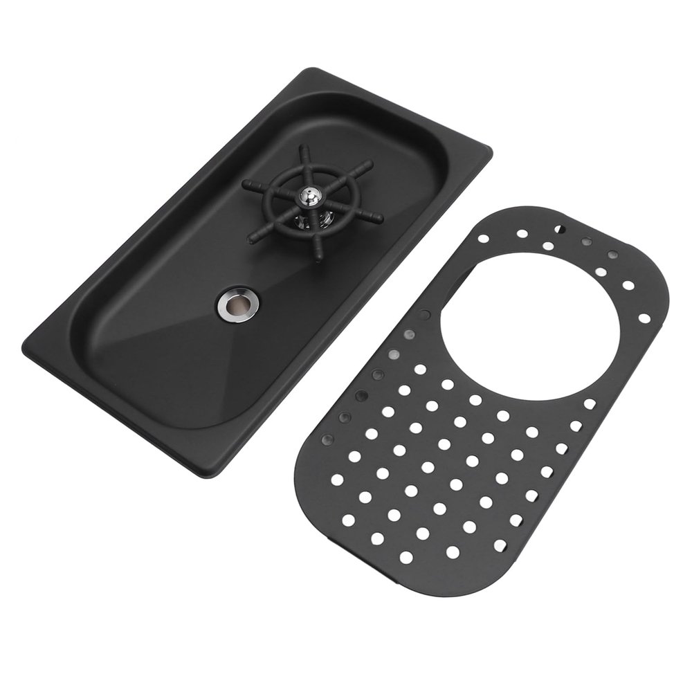 MENDUNER Glass Rinser Pitcher for Bar, Glass Washer, Safe, Durable, Easy Installation for Cafe and Restaurant (Black)