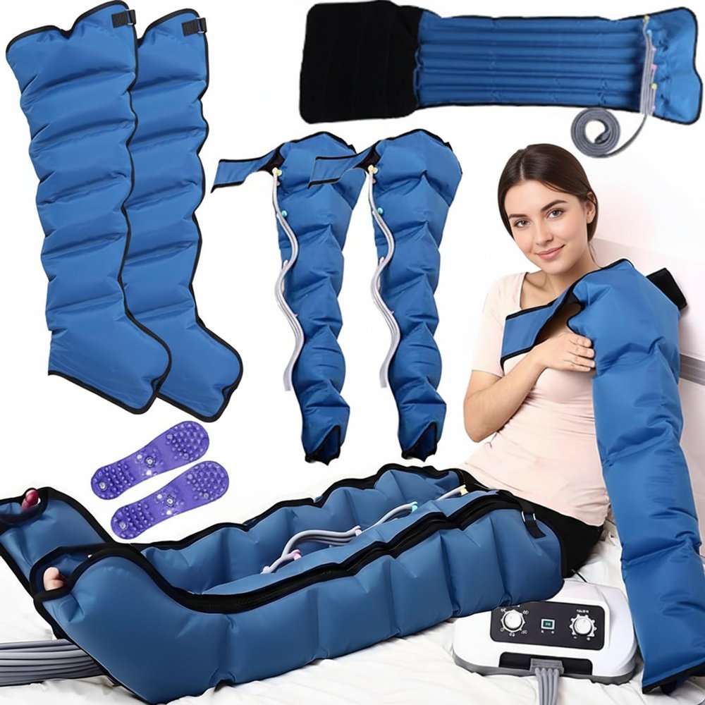 vanenferse Lymphatic Drainage Massager Legs, 6 Chamber Air Compression Therapy Boots, Air Compression Massager for Arm, Pressotherapy Leg Arm Waist Massager for Circulation Improve & Pain Relief