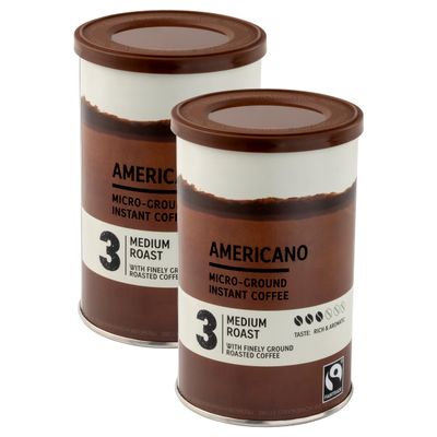 2 x 100g Americano Micro-Ground Instant Coffee, A Blend of Instant & Finely Ground 100% Arabica Coffee, Strength 3, Medium Roast, 200g