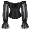 Generisch Women's Carmen Corset with Transparent Puff Sleeves - Black Gothic Lace Up Top | Bodycon Corset for an Elegant Appearance, style_e01 black, M view 1