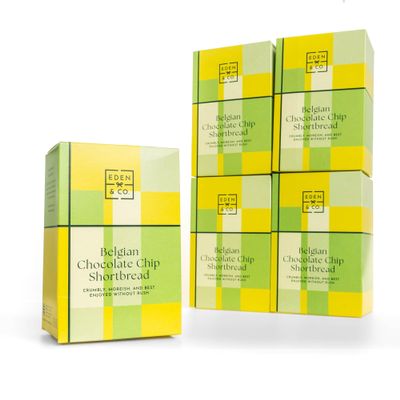 Belgian Chocolate Chip Scottish Shortbread 5 Pack, Luxury Biscuits, Vegan and Gluten Free, Dairy Free, Egg Free, Nut Free,150g Each by EDEN & CO.