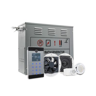 Sauna Heater, 4.5KW AC Wet Steam Bath Sauna nerator with Shower Spa Accessories Brass Safety Valve Auto Drain Steamer(VSC045-4.5KW-H-P)