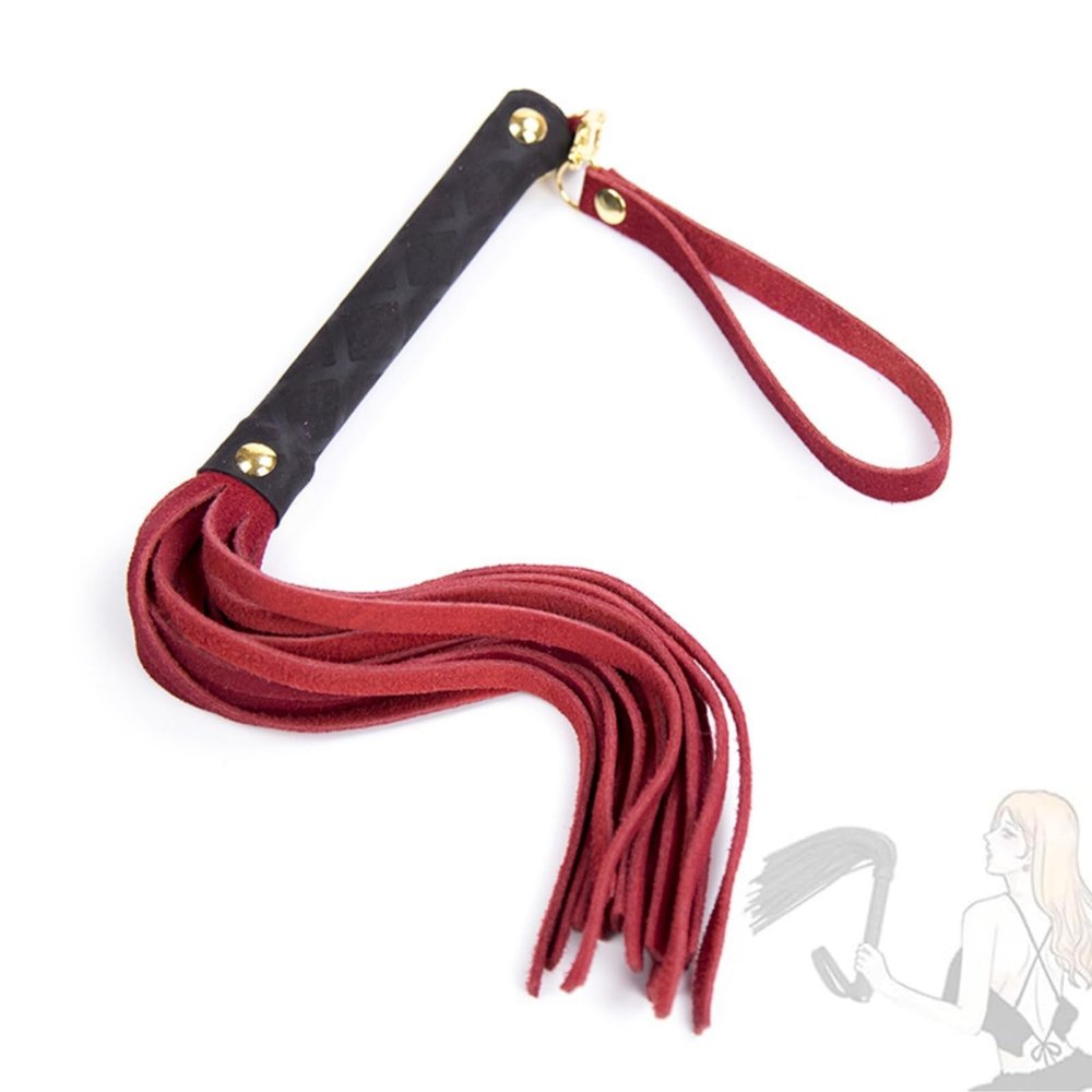 30cm Leather Crop for Masquerade Cosplay Role Whips Sports Accessories-ukB6 (Red)