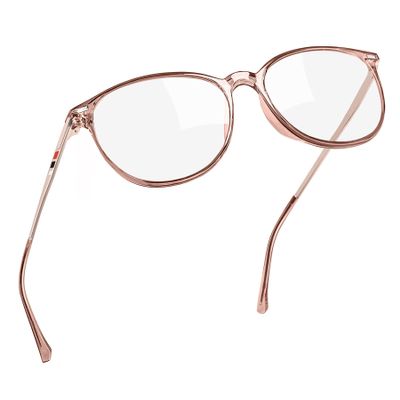 Joopin Round Blue Light Blocking Glasses for Men Women Anti Eyestrain Brown