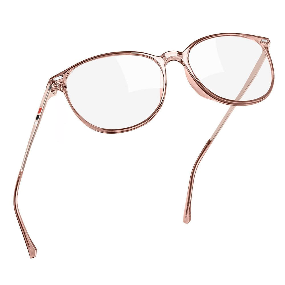 Joopin Round Blue Light Blocking Glasses for Men Women Anti Eyestrain Brown