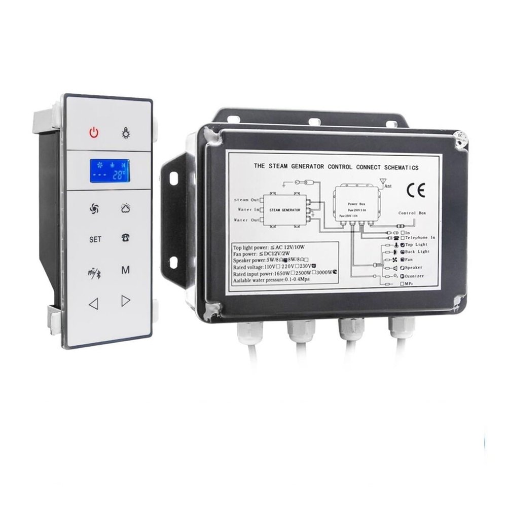 CSDASW 3KW Wall Mounted Mini Steam Sauna Machine, Shower Steam Bath Accessories Kits With Phone Sauna Controller LCD Display(VS-9007W-3KW-1-BP)
