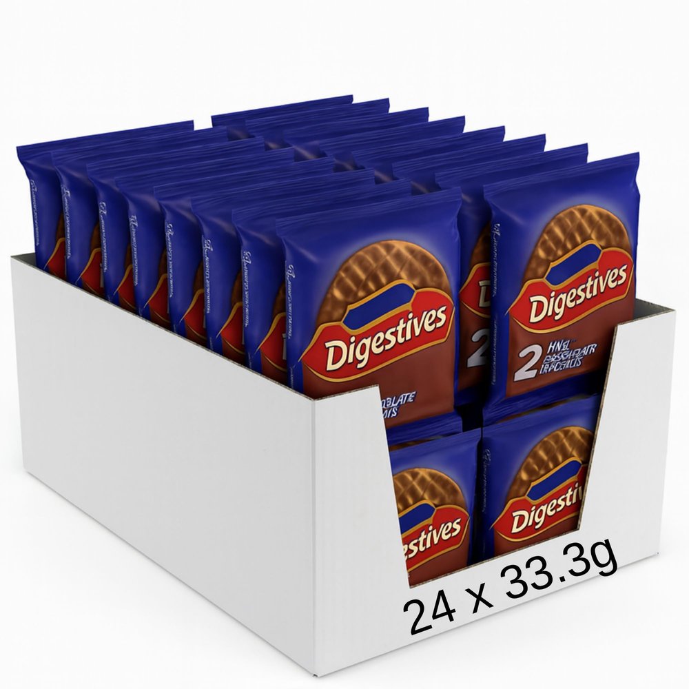 Bulk Buy Milk Chocolate Digestive Biscuit Packs Individually Wrapped Crunchy Wheat Biscuits - On-the-Go Snack, Tea & Coffee Break Treats (24, Milk Chocolate)
