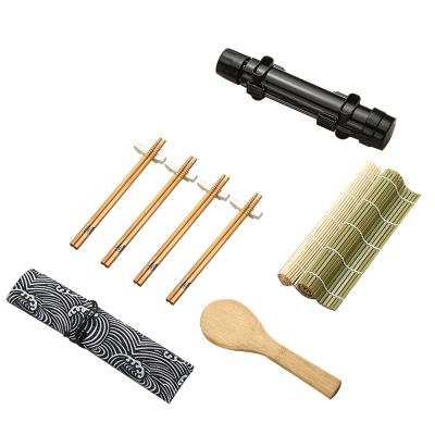 Passfun Sushi kit da 14 pezzi,Onigiri stampi,kit Sushi FAI da teKit Sushi composto da bacchette Sushi,Bazooka,tappetino di bamb professionale e Cucchiaio di riso.