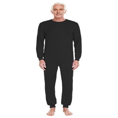 YiZYiF Men's Long Sleeve Back Zip Rompers Incontinence Care Special Needs Anti-Strip Adaptive Jumpsuit Black M