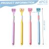 3 Sided Toothbrush 4Pcs Soft Bristle Surround Adult Toothbrush with Tongue Cleaner Multi-Angle Effective Cleaning, Random Color. view 3