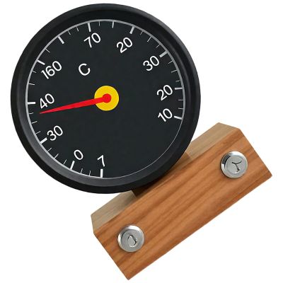 Aluminum Sauna Thermometer, Temperature Gauge, Clear Black Dial, 6.5 X 6.2 X 1.2 In, Round, High Temperature, For Dry Wet Steam Room