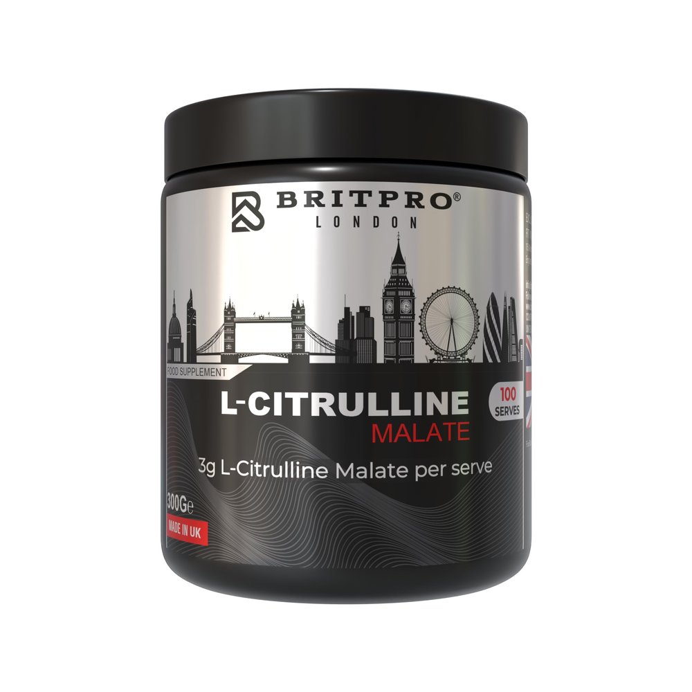 BRITPRO - Citrulline Malate, 300g - 2:1 Ratio L-Citrulline Malate - Muscle Pump, Endurance & Recovery Support - Boosts Blood Flow & Training Performance - Made in the UK