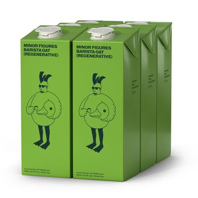 Minor Figures Barista Oat Regenerative drink, Made with Wildfarmed UK Oats, 6 x 1L, Fortified with Vitamins and Minerals, Gluten-Free, Dairy-Free, Vegan, Made in the UK