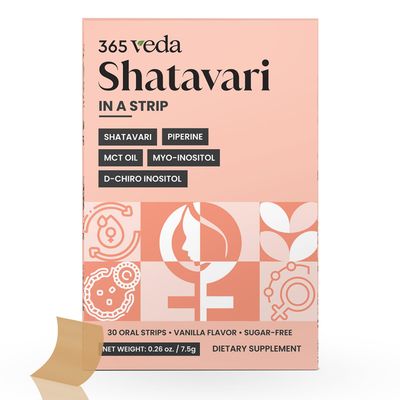 365veda Shatavari & Myo-Inositol Oral Strips | Traditional Extract with Chromium & MCT Oil | Supports Normal Metabolism & Blood Glucose Levels | 30 Vegan Quick-Dissolve Food Supplement Strips