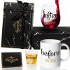 PUGED Before Work After Work Because Work Gift Set 11 oz Coffee Mug 18 oz Wine Glass 2 oz Shot Glass with Gifted Box for Coworkers Boss Office Gifts Bosses Day Christmas Farewell Party Gift (Black) view 2