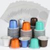 100pcs Disposable Fillable Empty Aluminum Foil Capsules Coffee Pods Set,Make Your Own Espresso Coffee Cups Pod & Seals Sticker Lids Kit Compatible for Nespresso OriginalLine Machine(100 Pods+100 Lids) view 1