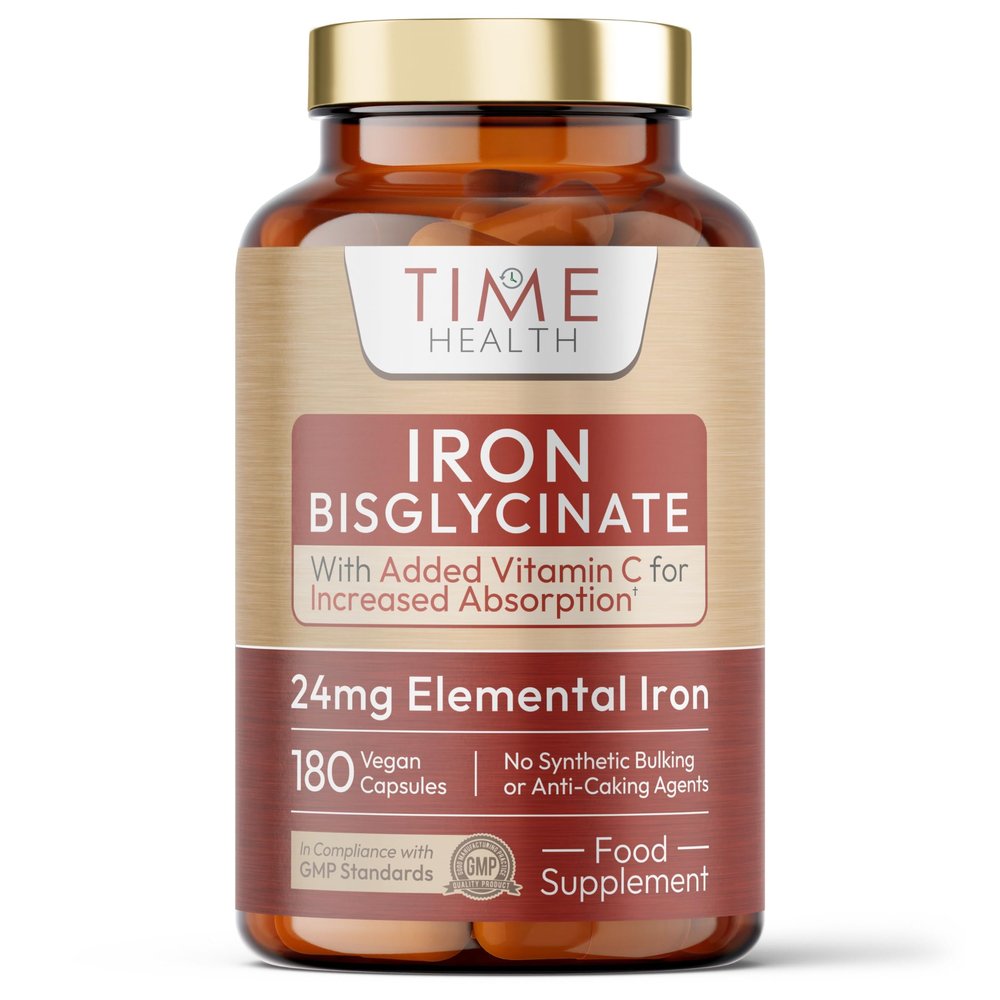 Gentle Iron High Strength 24mg Iron Plus Natural Vitamin C 180 Capsules - for Men and Women Active & Bioavailable Form UK Made Supplement GMP Standards Zero Additives Vegan
