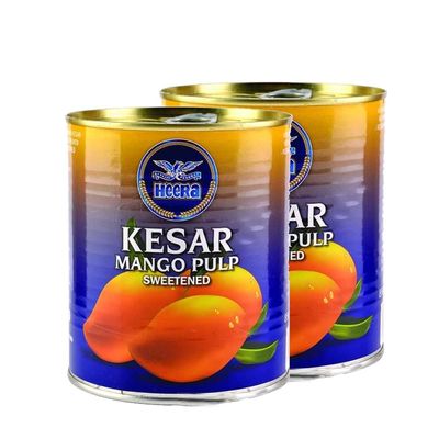 Heera's Kesar Mango Pulp 850G Refreshing Drink, Mango Puree Product Of India Pack Of 2