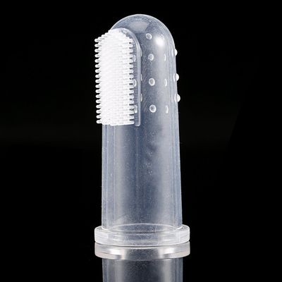 Silicone Finger Toothbrush Soft Rubber Infant Toothbrush Gentle Teeth Cleaning Massage Brush For Baby Oral Hygiene Food Grade Silicone Clear 55MM 1 Piece