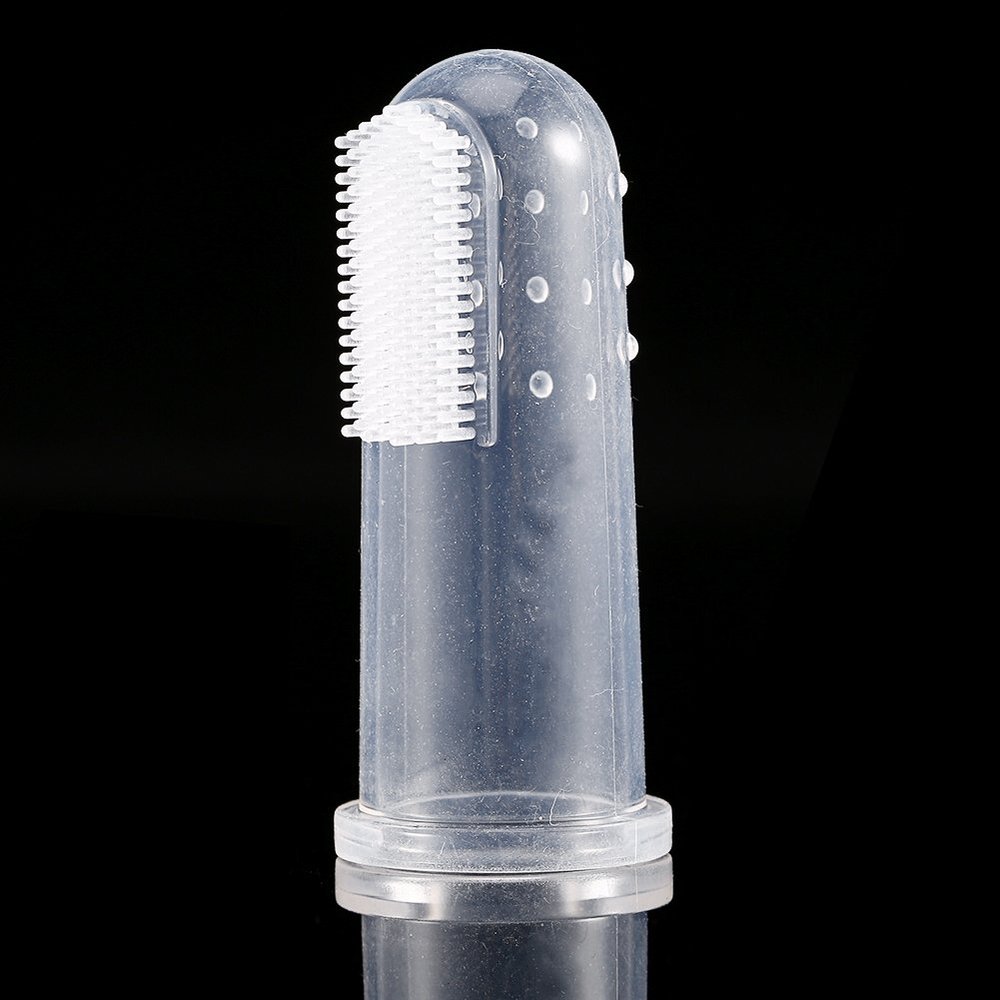 Silicone Finger Toothbrush Soft Rubber Infant Toothbrush Gentle Teeth Cleaning Massage Brush For Baby Oral Hygiene Food Grade Silicone Clear 55MM 1 Piece