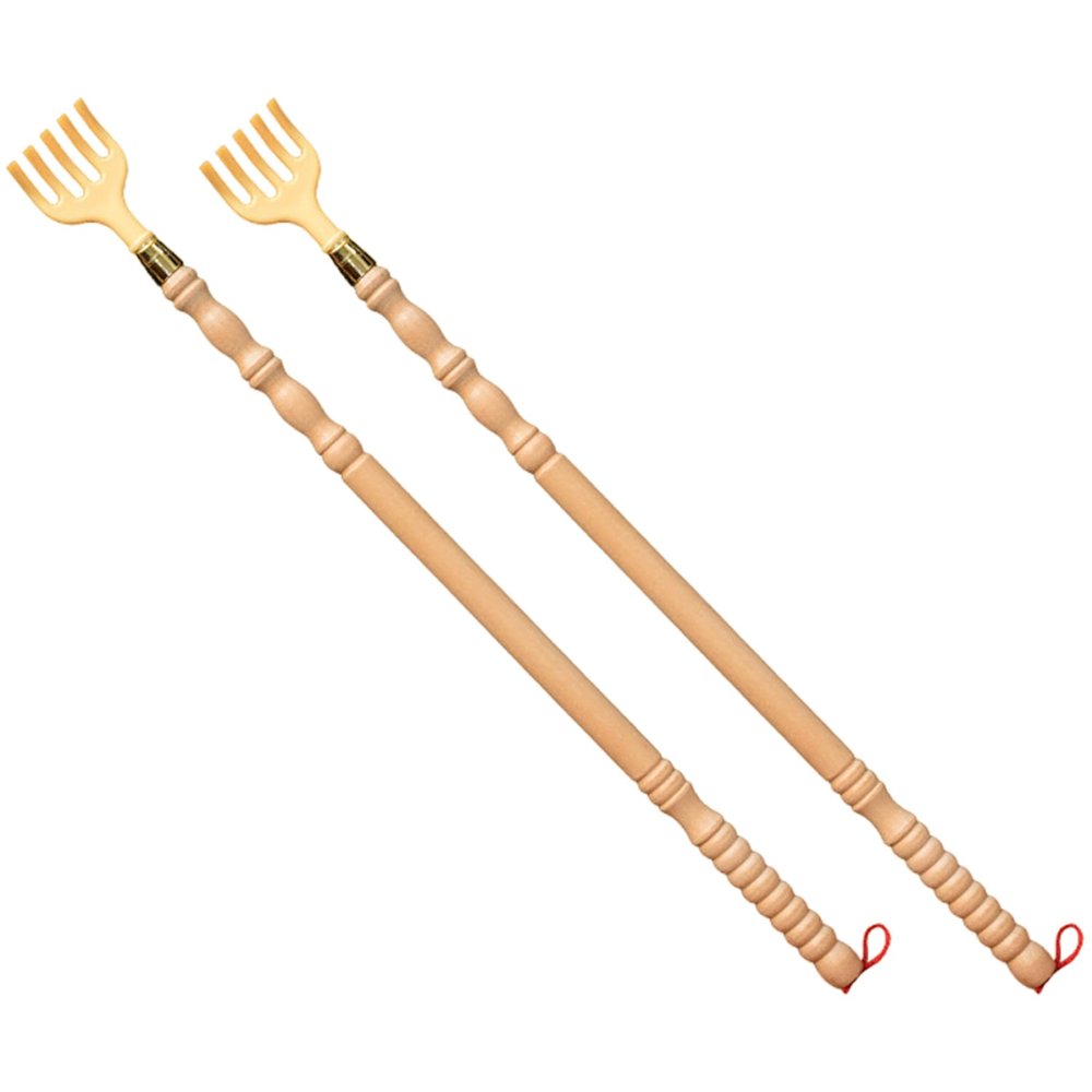 2Pcs Back Scratcher Smooth Manual Wooden Back Scratcher for Itch Relief Handheld Practical Long Handle Scratchers for Adults Elderly Men Women, Decor