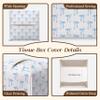 Blue Ribbon Bow Tissue Box Cover, Square Tissue Box Cover Leather Tissues Holder, Facial Paper Organizer Dispenser for Home Bathroom Office Bedroom Tabletop Decor -21 view 3