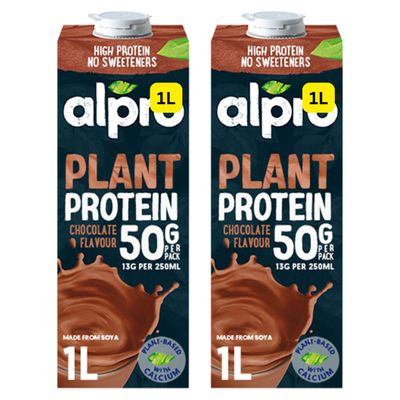 High Protein Soya Chocolate Flavour Long Life Dairy Free Drink Alpros 2x1L (2x1L)