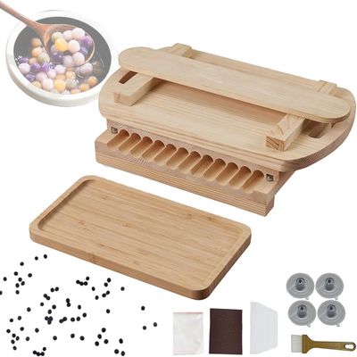 Tapioca Pearls Forming Machine, Wooden Tapioca Bead Maker,Diameter 15mm-3g/19mm-6g/22mm-9g Optional, for Bubbles Tea Milk Tea Tapioca Pearls(19mm)