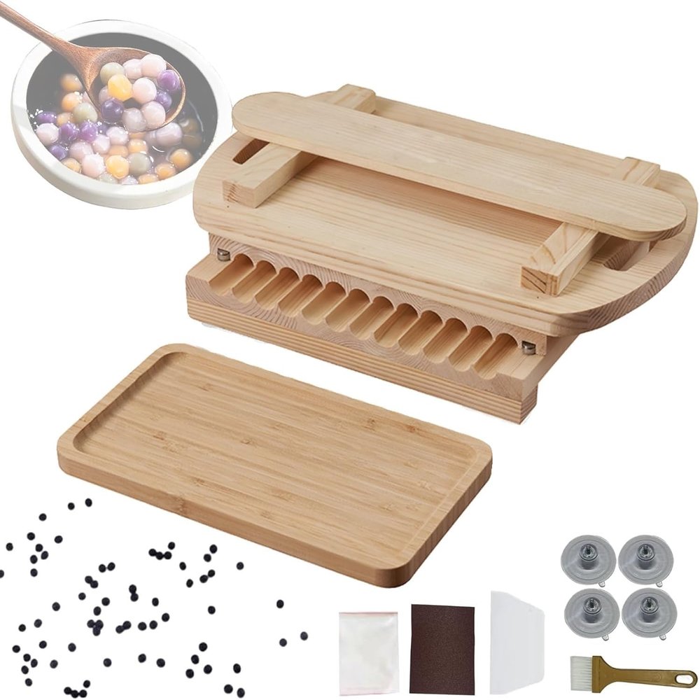 Tapioca Pearls Forming Machine, Wooden Tapioca Bead Maker,Diameter 15mm-3g/19mm-6g/22mm-9g Optional, for Bubbles Tea Milk Tea Tapioca Pearls(19mm)