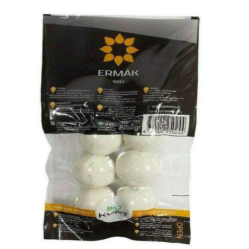 Uzbek Natural Qurt, Traditional Dried Dairy Product, 60g Pack, 3 Count