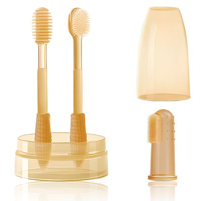 KIRZAX Children's Toothbrush Set - Oral Hygiene Kit for Babies 0-18 Months, Includes Milk Toothbrush, Zungenbrste, Finger & Tumbler 2-in-1, Training Set
