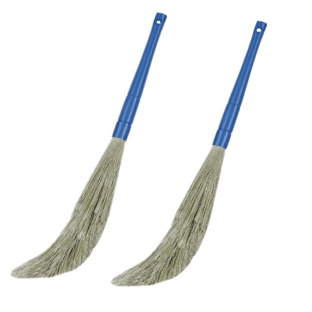 Traditional Indian Floor Dust Broom Jhaadu/Jhadoo Natural Grass Home Cleaning Brush for Daily Sweeping Broom for Floors & Corners (2 Piece)
