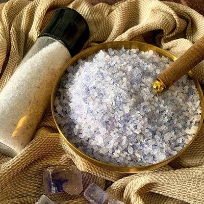 400g Ancient Blue Salt Coarse with Grinder 84+ Minerals, High Potassium, Lower Sodium Unprocessed, Hand-Harvested Gourmet Finishing Salt, GMO-Free