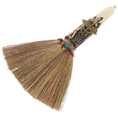 COLLBATH Witch Crystal Broom: Small Handheld Whisk Broom - Witches Broomstick - Crystal Point Witch Altar Supplies for Halloween Costume