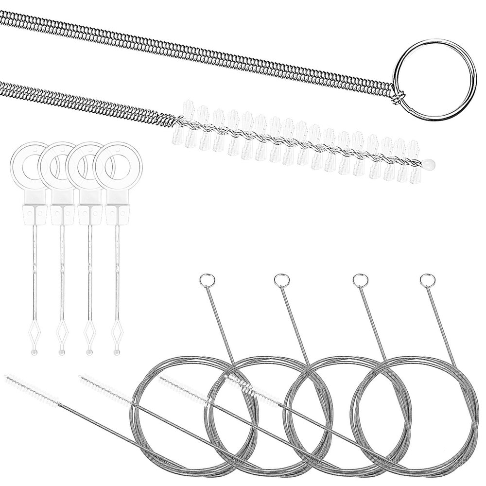 KOMBIUDA 4 Set Drain Cleaning Brush Flexible Tube Cleaner Drain Unblocker Plunger Sticks for Kitchen and Bathroom Sink Pipes Bendable Design Hair Removal