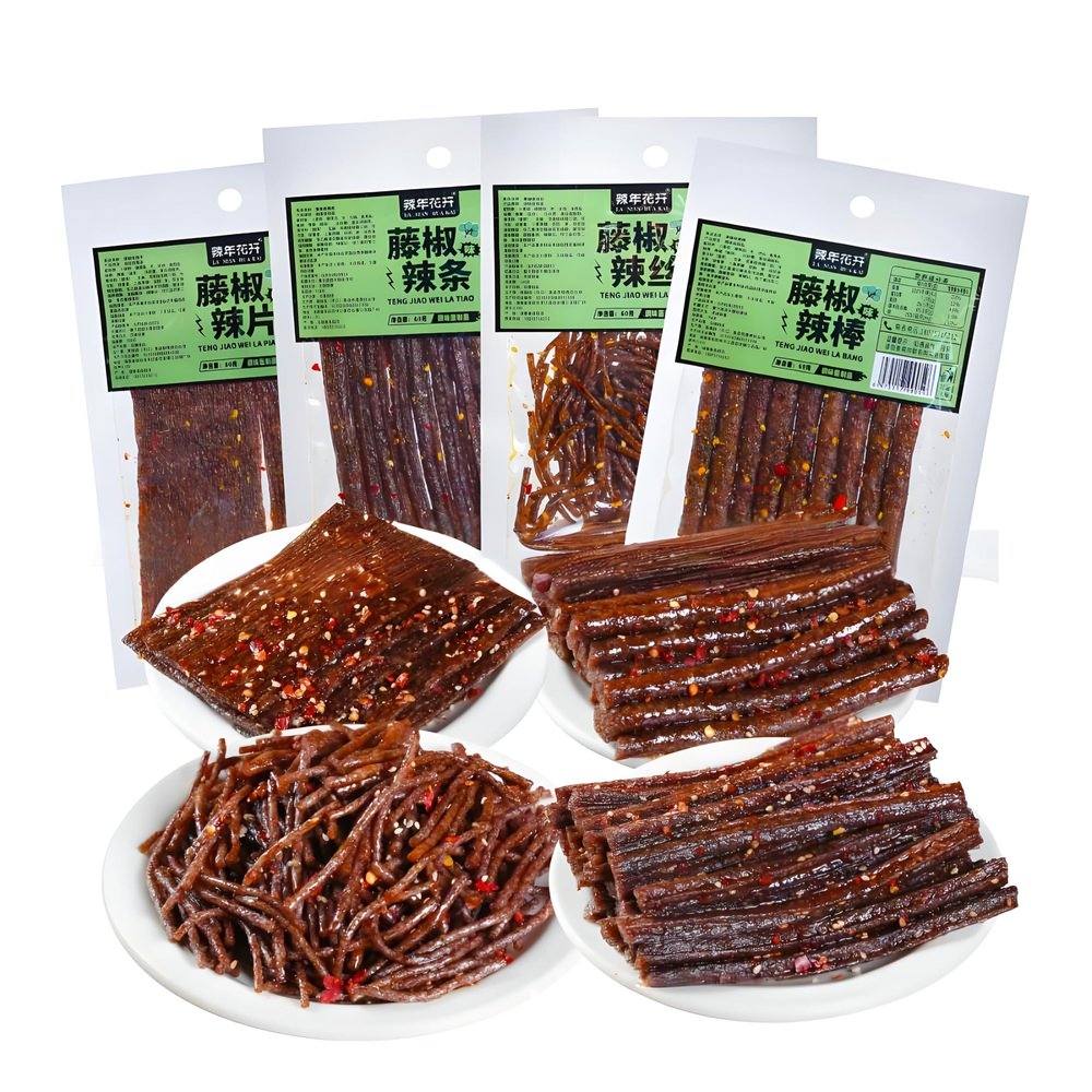 DAMAICHUHAI Latiao Spicy Strip,Spicy Sticks,Chinese Snacks,Sichuan Peppercorn Strips (4 Sizes) are Numbing, and The More You Chew, The More Delicious They Become,240g/8oz.