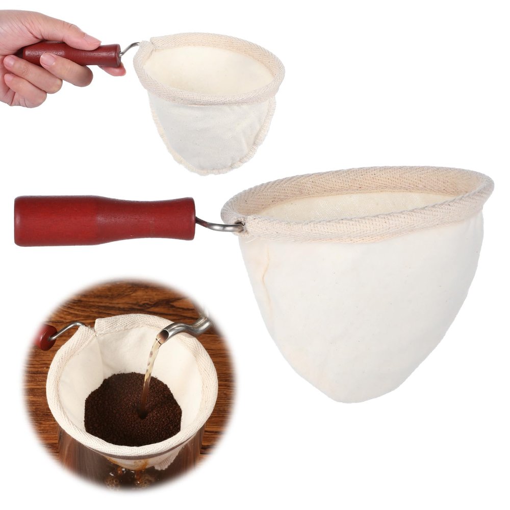 XLIUAX Cloth Coffee Strainer Reusable Colador De Cafe De with Wooden Handle