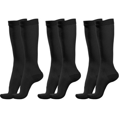 3 Pairs Compression Socks for Women & Men,Flight Socks Compression Stockings Knee High Pressure Support Flight Stockings for Maternity Pregnancy Nurses Flying Varicose Veins (Black*3, S/M)