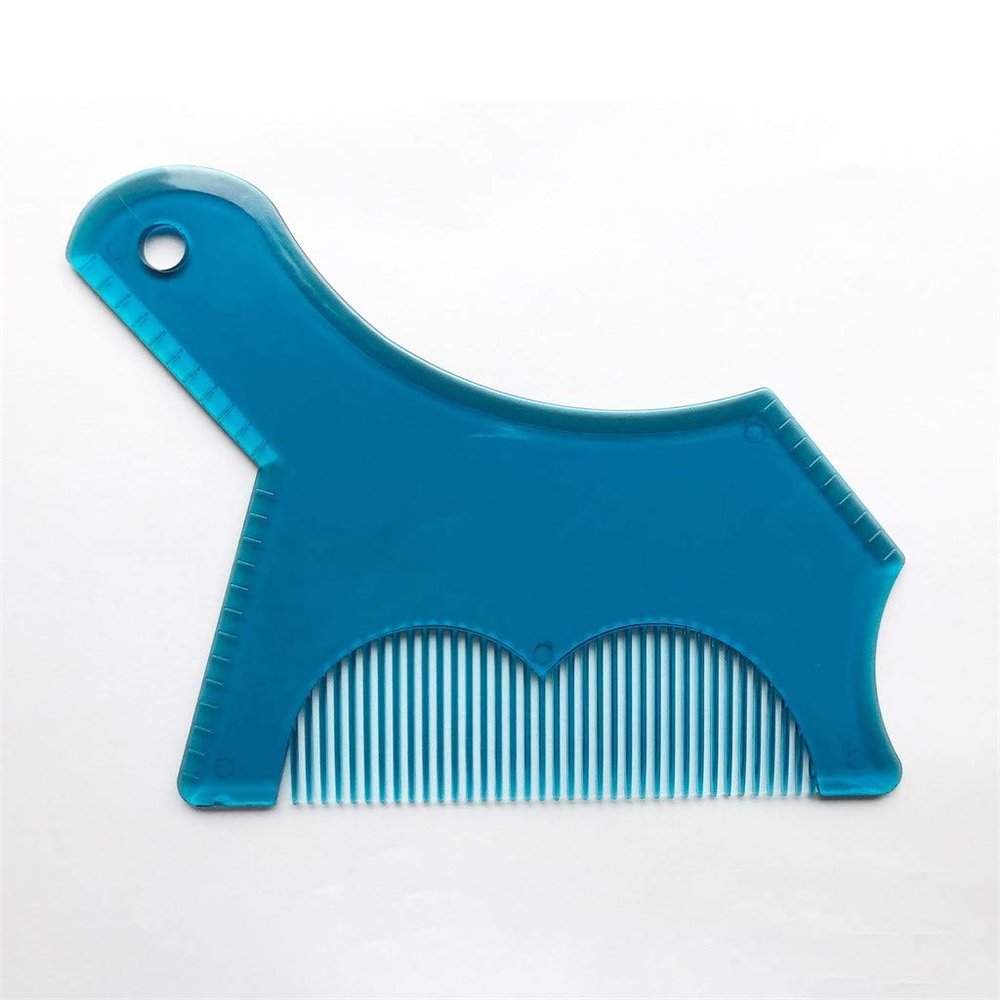 Beard Shaper Tool Transparent Styling Template for Precise Trimming Grooming Guide Men Facial Hair Mustache Goatee Sideburns Symmetric Lines Reusable Durable Comb Stencil Easy (Blue)