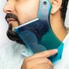 Beard Shaper Tool Transparent Styling Template for Precise Trimming Grooming Guide Men Facial Hair Mustache Goatee Sideburns Symmetric Lines Reusable Durable Comb Stencil Easy (Blue) view 3