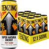 TENZING Super Natural Energy Drink, Fiery Mango, 160MG Caffeine, Vitamin D, Magnesium, Mushrooms, Plant Based, Vegan, & Gluten Free, 500ml (Pack of 12) view 1