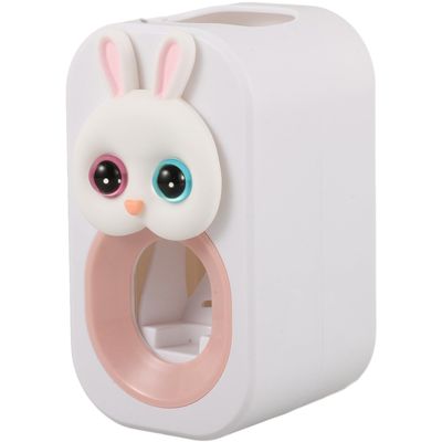 ARTSEWPLY Adorable Bunny Toothpaste Squeezer Plastic Toothpaste Dispenser Wall Mounted Easy to Use Design and Space Saving for Bathroom Routine