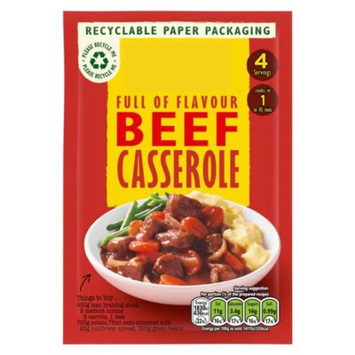 Premium Beef Casserole Recipe Mix, Pack of 3, Quick Preparation, No Artificial Colours, Suitable for Vegans, with Creamy Mashed Potato Serving Suggestion, 40g Each