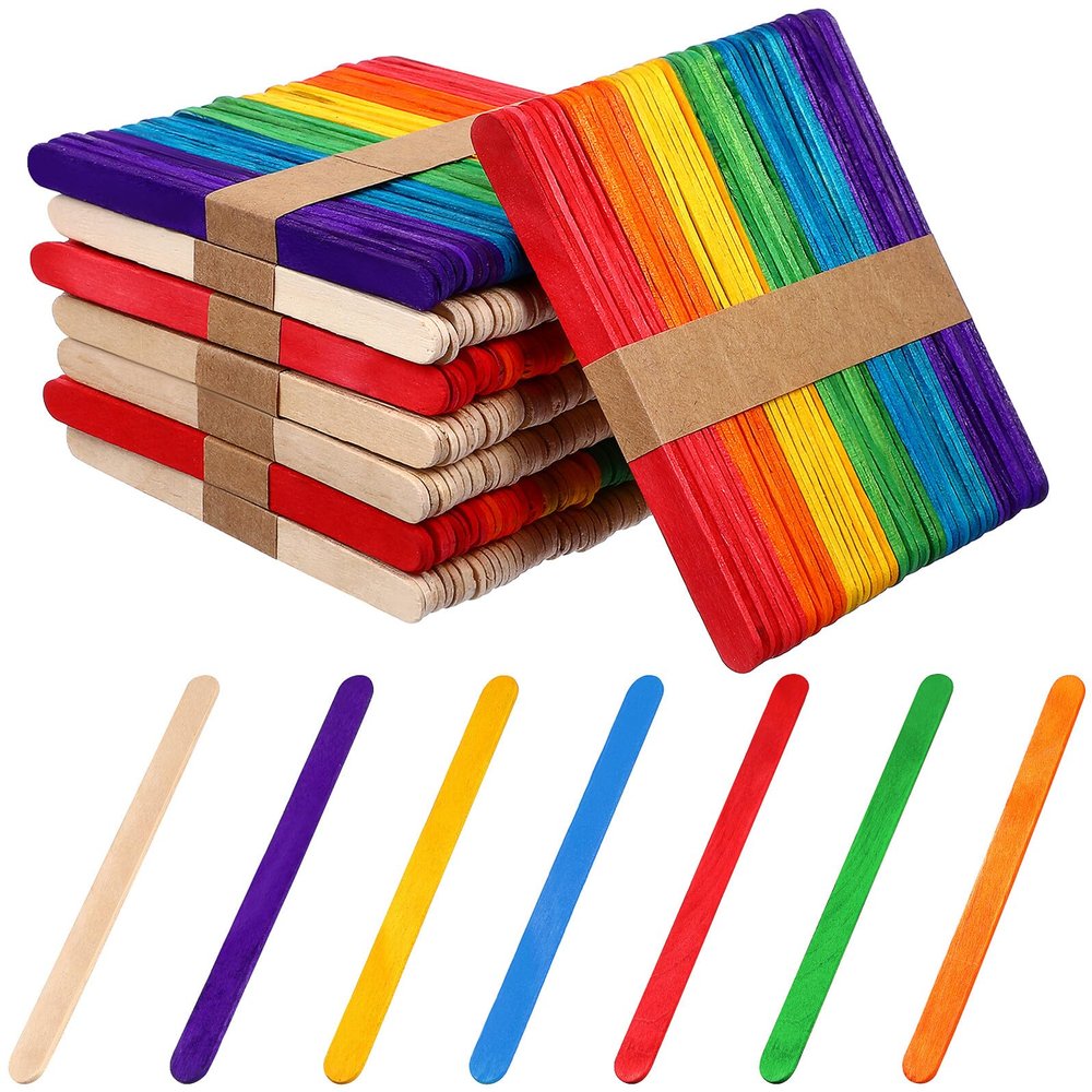 STOBAZA 400pcs Wooden Ice Cream Sticks for Crafts and Dessert Making, Sturdy DIY Wood Sticks Not Easy to Deform, for Children and Parents Home Decorations