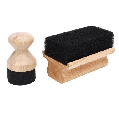 BAFOVY 2PCS Cutting Board Oil Applicator, Beech Wood, Non Slip Grip, Durable Oil Wax Applicator Set for Butcher Block and Countertops